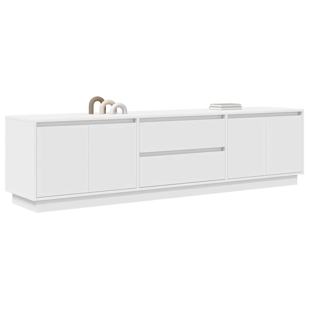 TV-Møbel Hvit TV-benk med LED-lys 160,5x41x50 cm