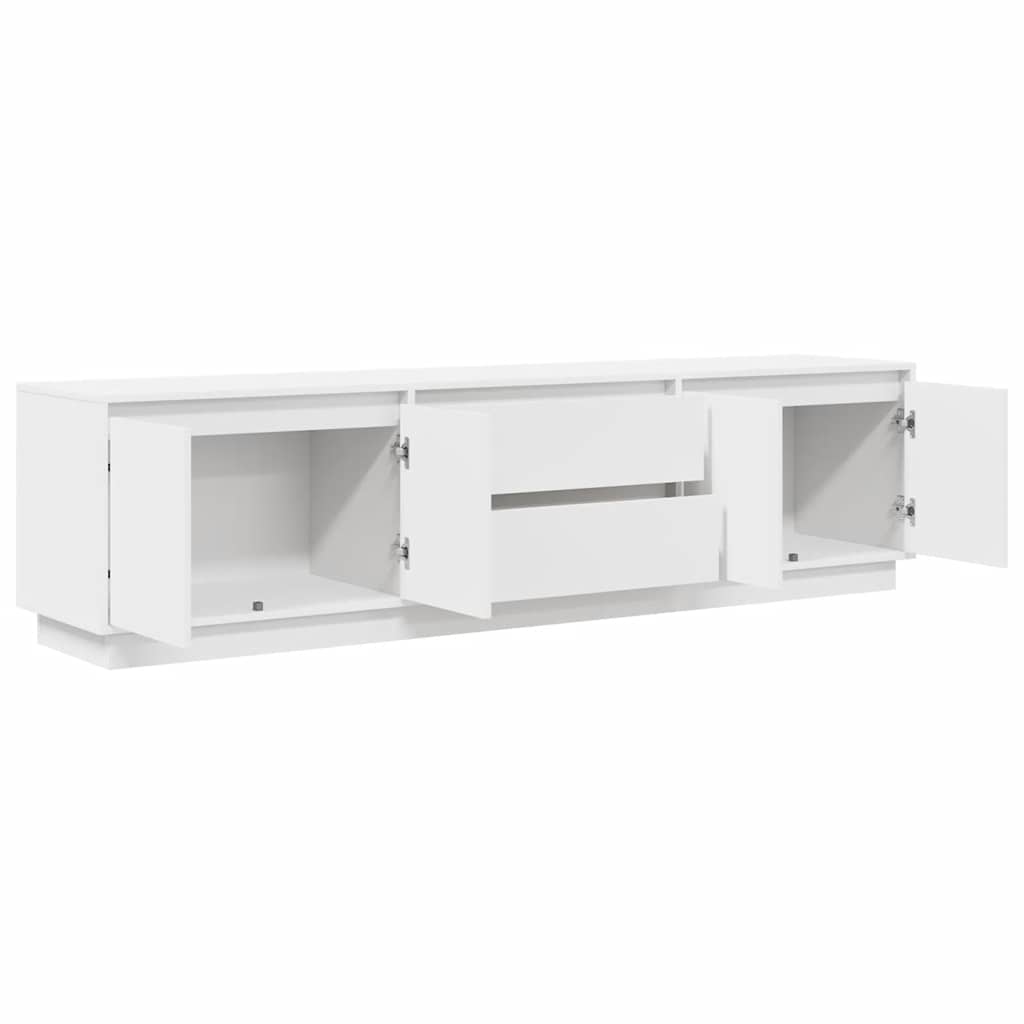 TV-Møbel Hvit TV-benk med LED-lys 160,5x41x50 cm
