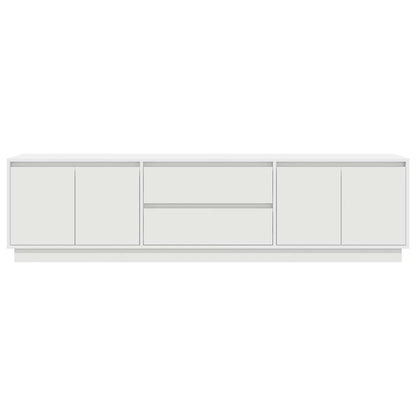 TV-Møbel Hvit TV-benk med LED-lys 160,5x41x50 cm