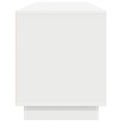 TV-Møbel Hvit TV-benk med LED-lys 160,5x41x50 cm