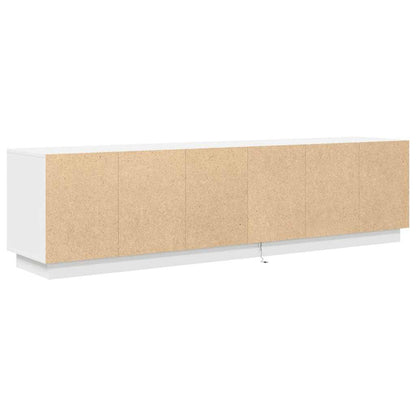 TV-Møbel Hvit TV-benk med LED-lys 160,5x41x50 cm
