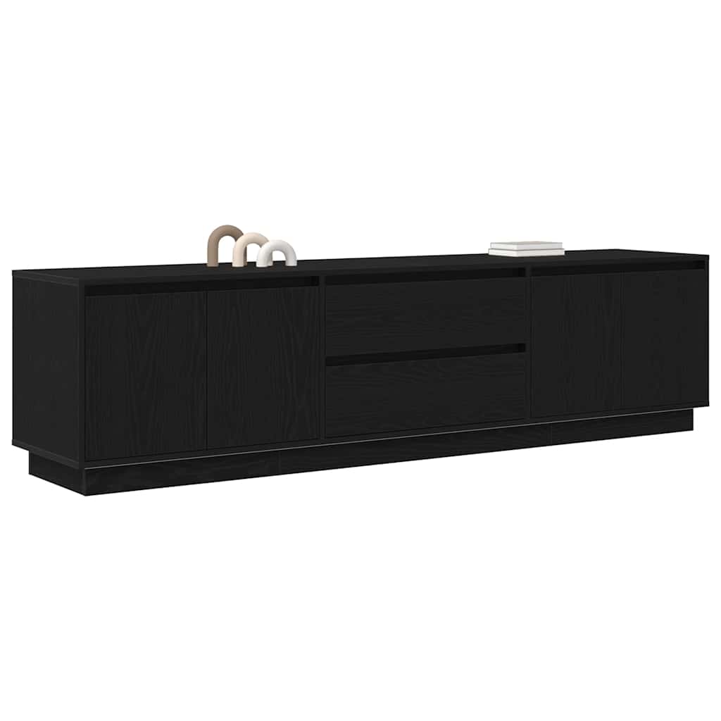 TV-Møbel Svart Eik TV-benk med LED-lys 193,5x41x50 cm