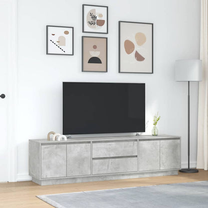 TV-Møbel Betonggrå TV-benk med LED-lys 193,5x41x50 cm