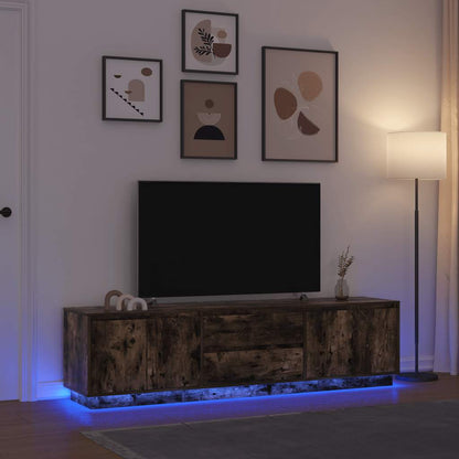 TV-Møbel Røkt EikTV-benk med LED-lys 193,5x41x50 cm