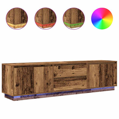 TV-Møbel Gammelt Tre TV-benk med LED-lys 193,5x41x50 cm