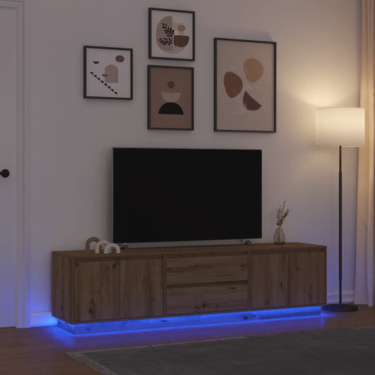 TV-Møbel Artisan Eik Tv-benk med LED-lys 193,5x41x50 cm