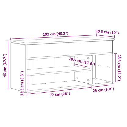 Skoskap Skohylle Skobenk Røkt Eik 102x30,5x45 cm