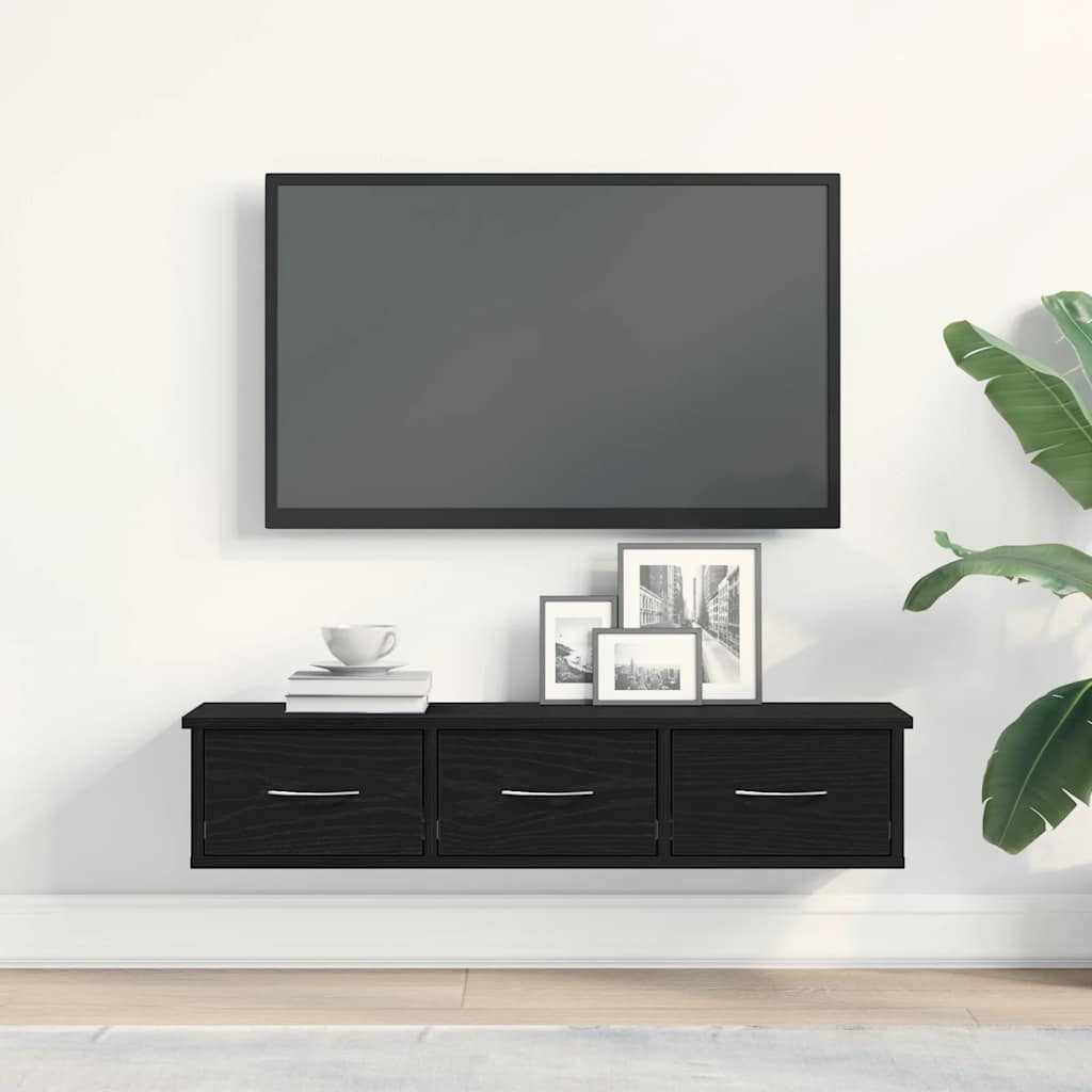 Veggskap svart eik 88x26x18,5 cm konstruert tre