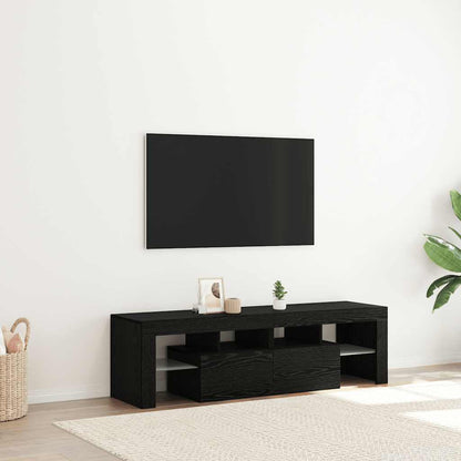 TV-Møbel Svart Eik TV-benk med LED-lys 140x36,5x40 cm