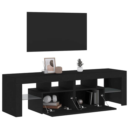 TV-Møbel Svart Eik TV-benk med LED-lys 140x36,5x40 cm
