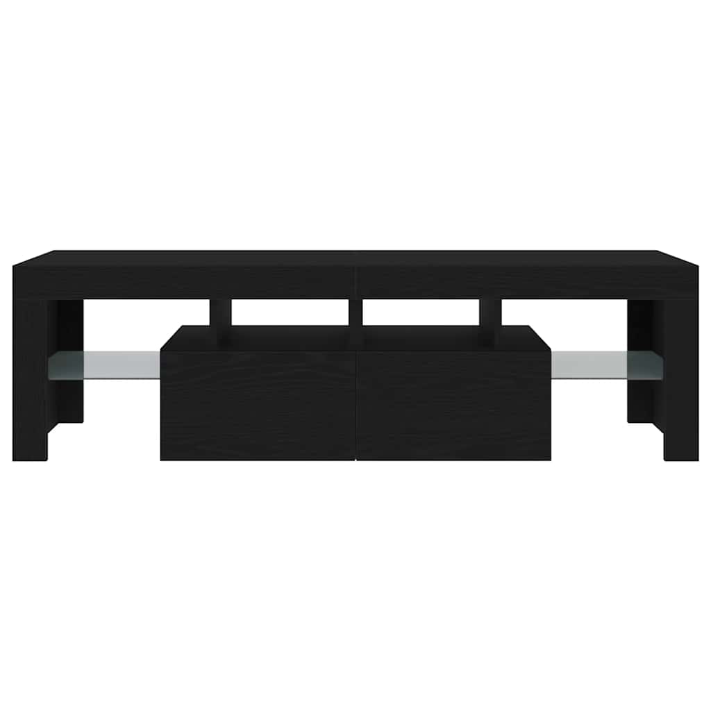 TV-Møbel Svart Eik TV-benk med LED-lys 140x36,5x40 cm