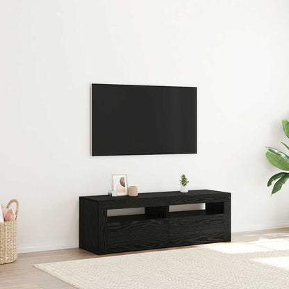 TV-Møbel Svart Eik TV-benk med LED-lys 120x35x40 cm