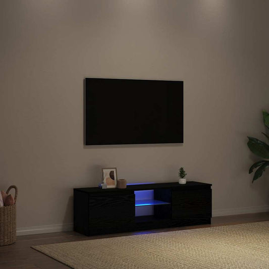 TV-Møbel Svart Eik TV-benk med LED-lys 120x30x36 cm