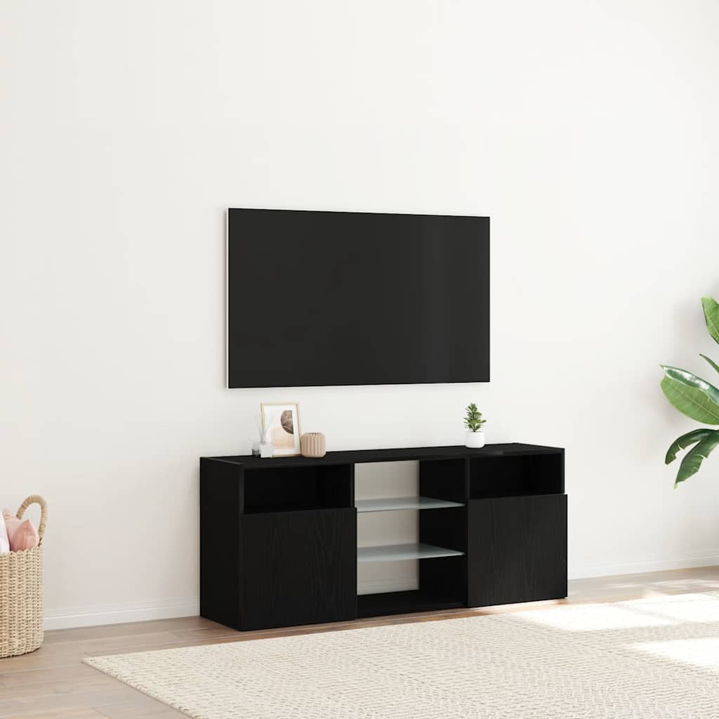 TV-Møbel Svart Eik TV-benk med LED-lys 120x30x50 cm