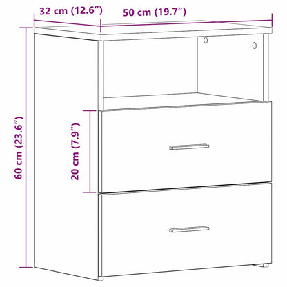 Nattbord Sengbord Svart Eik med skuff 50 x 32 x 60cm