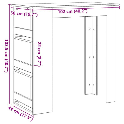 Barbord med oppbevaring svart eik 102x50x103,5 cm