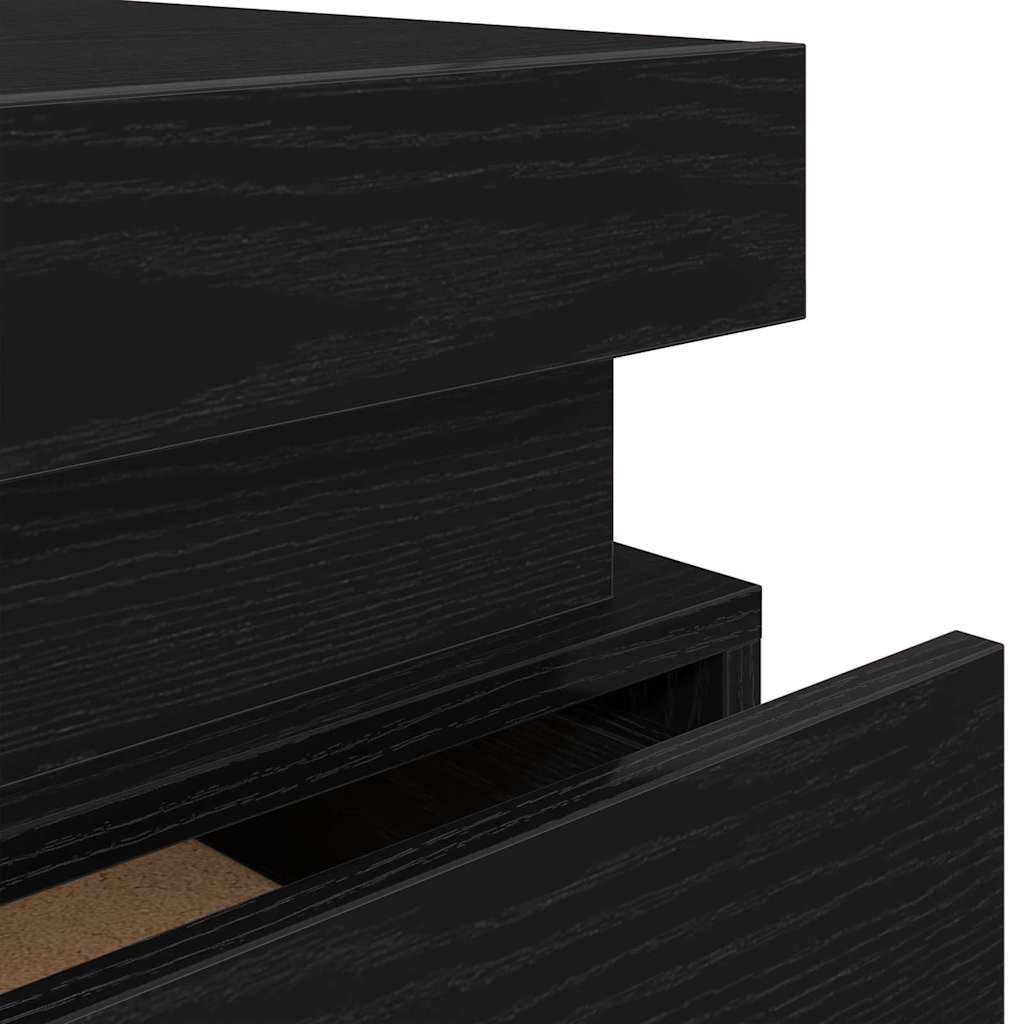 Nattbord Sengbord Svart Eik Nattbordskap med skuff 35 x 39 x 55 cm