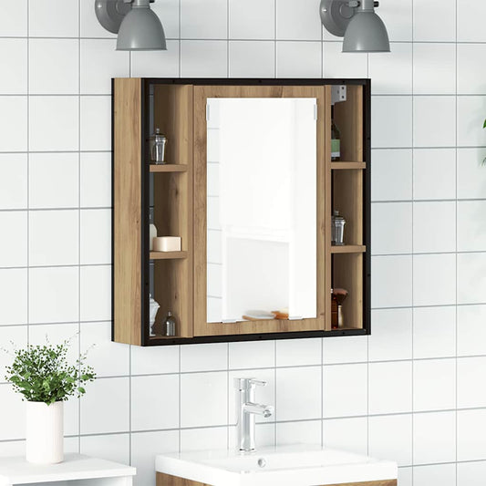 Baderomsskap med speil artisan eik 60x16x60 cm konstruert tre