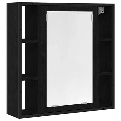 Baderomsskap med speil Svart Eik 60x16x60 cm