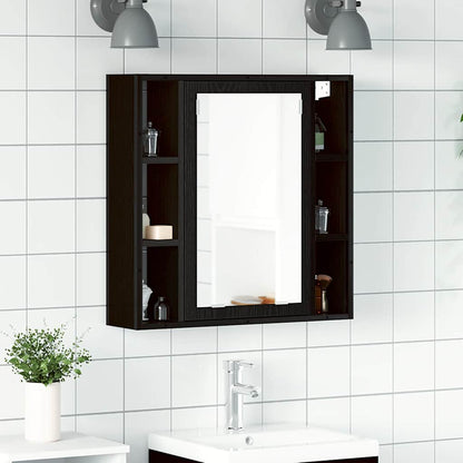 Baderomsskap med speil Svart Eik 60x16x60 cm