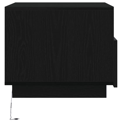Salongbord Sofabord Svart med LED-lys Eik 50x49x40 cm