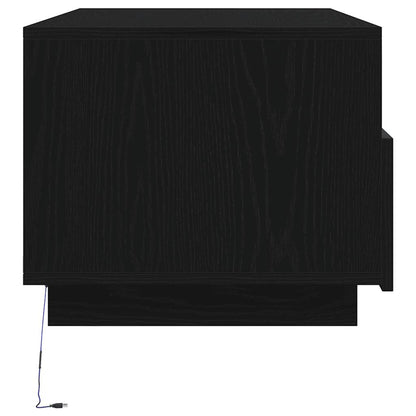 Salongbord Sofabord Svart med LED-lys Eik 90x49x40 cm