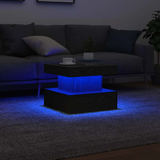 Salongbord Sofabord Svart med LED-lys 50x50x40 cm