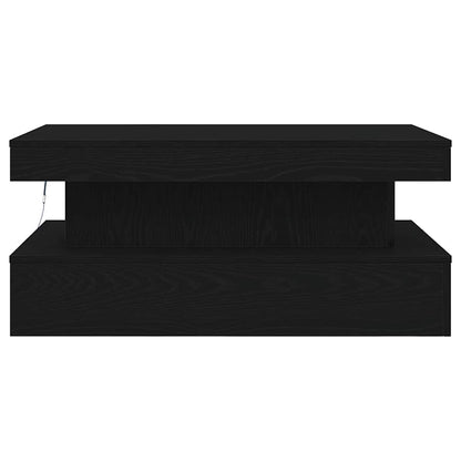 Salongbord Sofabord Svart med LED-lys Eik 90x50x40 cm