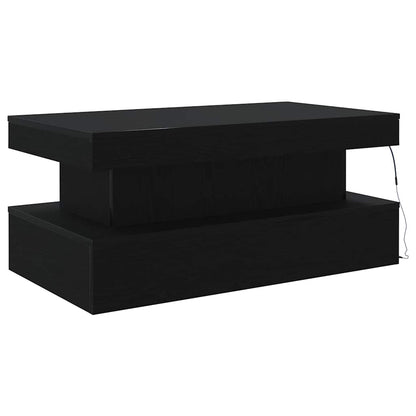 Salongbord Sofabord Svart med LED-lys Eik 90x50x40 cm