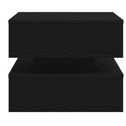 Salongbord Sofabord Svart med LED-lys Eik 50x50x40 cm