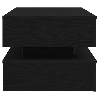 Salongbord Sofabord Svart med LED-lys Eik 90x50x40 cm