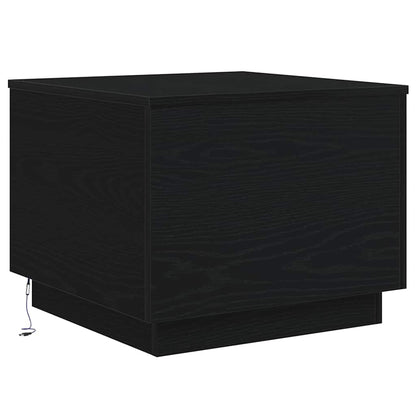 Salongbord Sofabord Svart med LED-lys Eik 50x50x40 cm