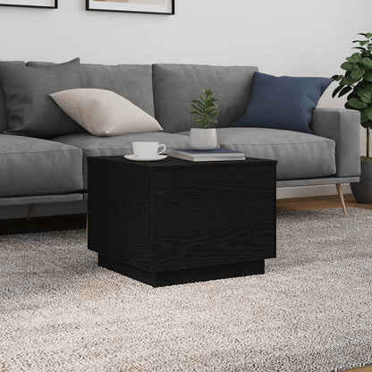 Salongbord Sofabord Svart med LED-lys Eik 50x50x40 cm