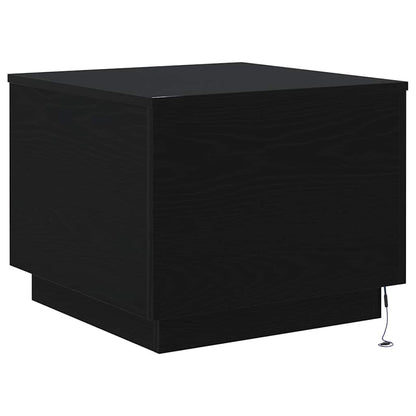 Salongbord Sofabord Svart med LED-lys Eik 50x50x40 cm