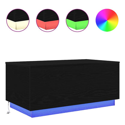 Salongbord Sofabord Svart med LED-lys 90x50x40 cm