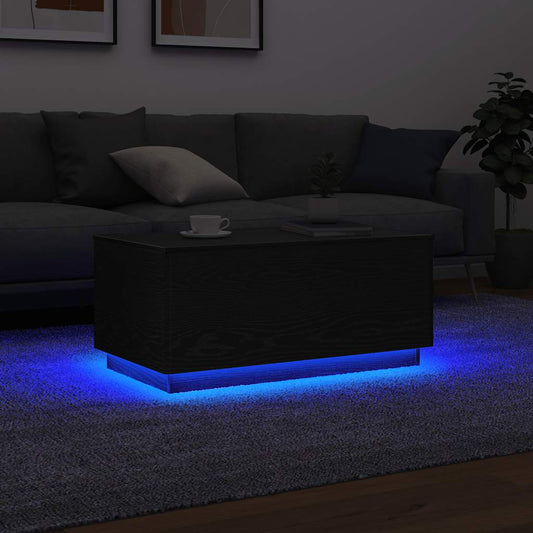 Salongbord Sofabord Svart med LED-lys 90x50x40 cm