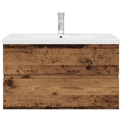 Servantskap Baderom med innebygd vask og kran Gammelt tre