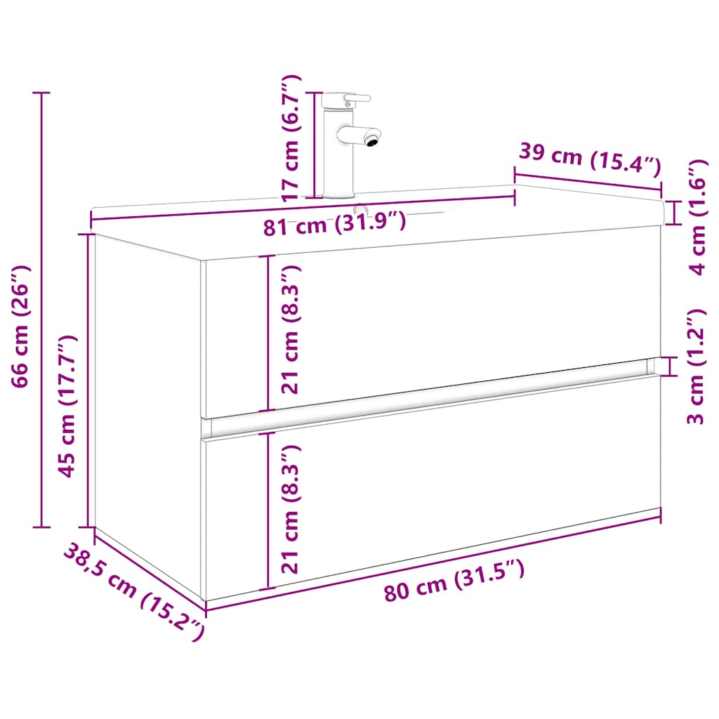 Servantskap Baderom med innebygd vask og kran Gammelt tre