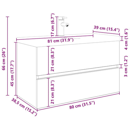 Servantskap Baderom med innebygd vask og kran Artisan Eik