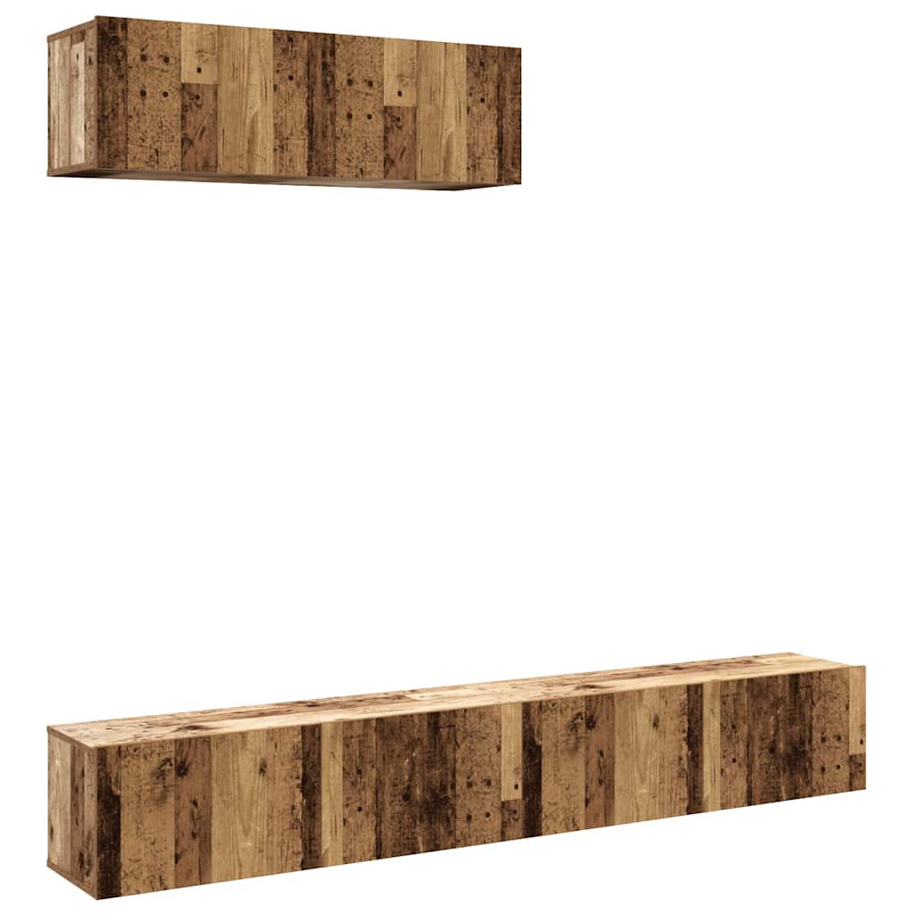 Vegghengt TV-benker 3stk gammelt tre 100x30x30cm konstruert tre