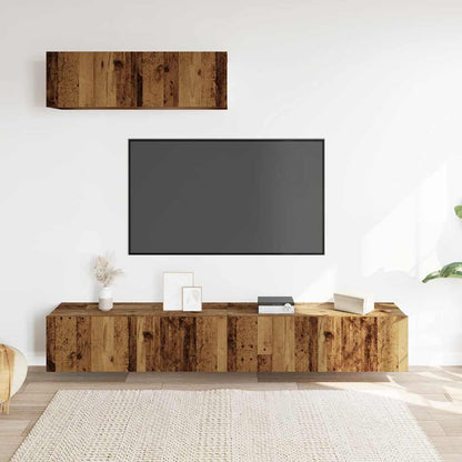 Vegghengt TV-benker 3stk gammelt tre 100x30x30cm konstruert tre