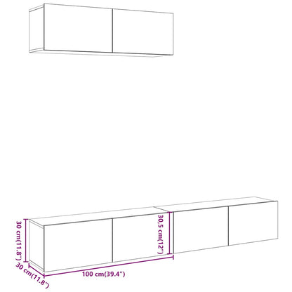 Vegghengt TV-benker 3stk gammelt tre 100x30x30cm konstruert tre