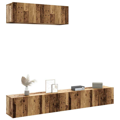 Vegghengt TV-benker 3stk gammelt tre 100x30x30cm konstruert tre