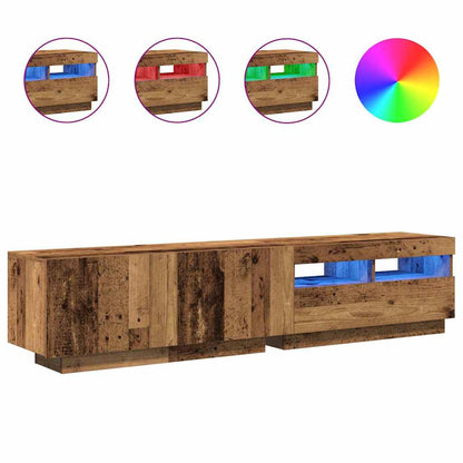 TV-Møbel Gammelt Tre TV-benk med LED-lys 180x35x40 cm