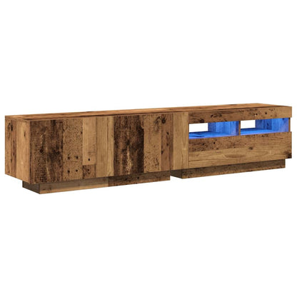 TV-Møbel Gammelt Tre TV-benk med LED-lys 180x35x40 cm