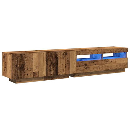 TV-Møbel Gammelt Tre TV-benk med LED-lys 200x35x40 cm