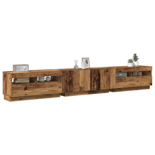 TV-Møbel Gammelt Tre TV-benk med LED-lys 260x35x40 cm