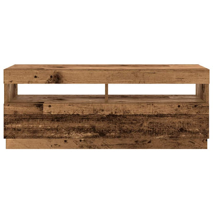 TV-Møbel Gammelt Tre TV-benk med LED-lys 300x35x40 cm