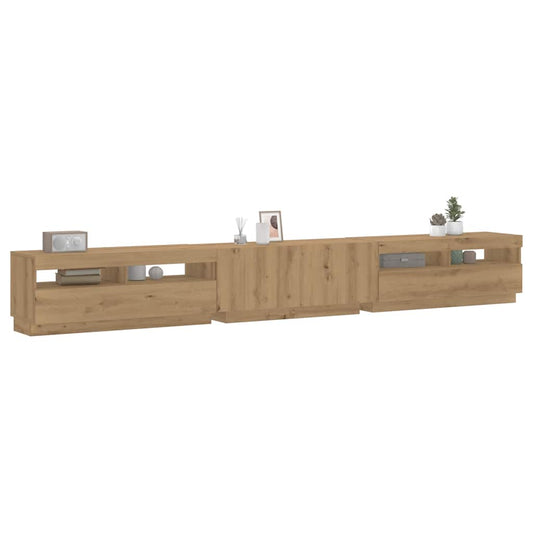 TV-Møbel Artisan Eik TV-benk med LED-lys 300x35x40 cm