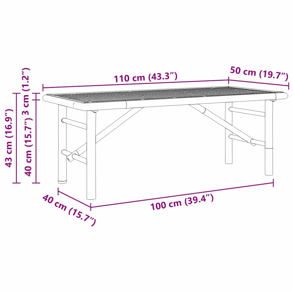 Salongbord Sofabord Brun Tre Bambus 110x50x43 cm